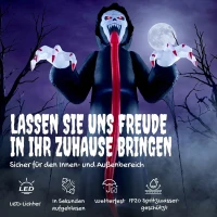Outsunny Aufblasbares Halloween-Skelett, 310 cm, mit integrierten LED-Lichtern, gruselige Deko für Innen- und Außenbereich(m-4)