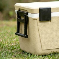 Outsunny 70L Insulated Cool Box with Wheels, Portable Ice Cooler with Handle, Lid and Drain Valve, Khaki(m-11)