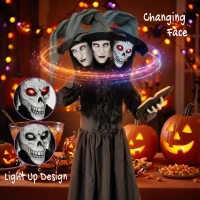 HOMCOM 180cm Life Size Animated Witch Halloween Decorations Outdoor Indoor, Scary Halloween Animatronics Decor(m-6)