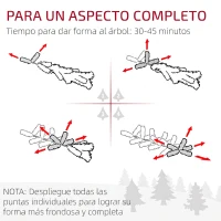 HOMCOM Árbol de Navidad Artificial 180 cm con 1050 Ramas y Base de Acero Plegable Montaje Rápido para Salón Interior Verde(m-8)