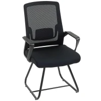 HOMCOM Scaun de birou ergonomic fără roți, cu brațe, pentru sală de așteptare, negru(m-11)