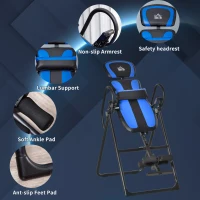 HOMCOM Foldable Gravity Inversion Table, Back Therapy Fitness Bench, with Soft Ankle Cushions, for Home(m-5)