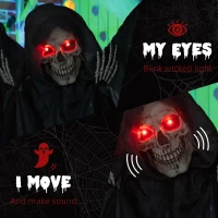 HOMCOM 6.3" Grim Reaper Halloween Animatronic, with Glowing Eyes(m-5)