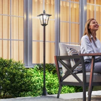 Outsunny Solar Gartenlaterne 2er Set, Wetterfeste Wegleuchte 129 cm hoch, mit LED, 6 Std. Beleuchtung, IP44, Solarlampe für Außen, Schwarz(m-2)