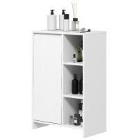 HOMCOM Móvel Auxiliar de Casa de Banho Armário Casa de Banho com Prateleiras Abertas Porta e Prateleira Ajustável 53x30x80 cm Branco(m-11)