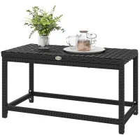 Outsunny Outdoor Coffee Table Side Table with Rectangular Shape Frame for Patio, Balcony, Black(m-11)