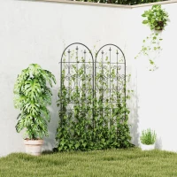 Outsunny Set of 2 Metal Garden Trellis, Decorative Trellis Panels for Climbing Outdoor Plants, Vegetables, Vines, Flowers, 150 x 50 cm, Scrollwork Design(m-10)