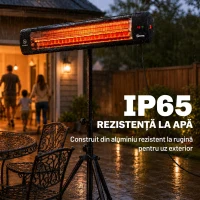 Outsunny Încălzitor Electric cu Infraroșu pentru Exterior 2500 W, Ip65, Negru(m-5)