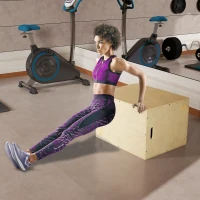 Box jump pliométrie 3 en 1 - Collaboration Aosom.fr x FFHandball - saut musculation fitness 61x51x76cm bois(m-8)