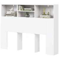 HOMCOM Cabecero de Cama 140 cm con Almacenaje Cabezal de Cama con 4 Compartimentos Abiertos para Dormitorio Blanco(m-15)