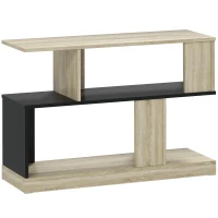 HOMCOM Table d'appoint en forme S, bout de canapé à 3 niveaux étagères de rangement, 90 x 30 x 61 cm, effet bois naturel noir(m-1)