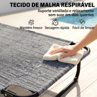 Outsunny Espreguiçadeira de Jardim Dobrável com Encosto Ajustável em 4 Níveis, Orifício de Leitura e Apoio para Cabeça 145x72x89 cm Cinzento(m-6)