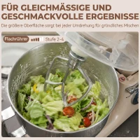 HOMCOM Keukenmachine 4,5 L met RVS-kom, 1300W, 6 snelheden + puls, beige(m-6)