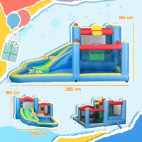 AIYAPLAY Inflatable Bouncy Castle with 550W Blower, Basketball Hoop, Long Slide, Dart Board, Carrying Bag, 385 x 290 x 180 cm(m-4)