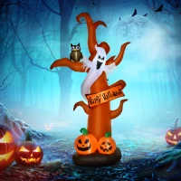 HOMCOM Selbstaufblasend Halloweendekoration mit LED-Lichtern, inkl. Gebläse und Befestigungsmaterial, 156cm x 107cm x 274cm(m-10)