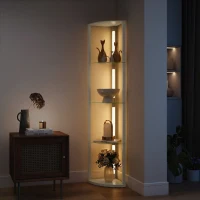 HOMCOM LED Floor Lamp with Shelves, Dimmable Standing Lamp with Foot Switch for Living Room, Bedroom, Grey(m-2)
