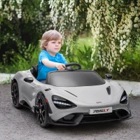 AIYAPLAY McLaren 765LT Licensed 12V Kids Electric Ride on Car with Butterfly Doors, Remote Control, Transport Wheels, Grey(m-10)