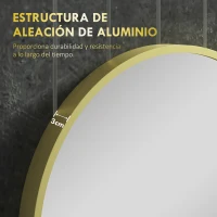 HOMCOM Espejo de Baño Ovalado 40x70 cm Espejo Decorativo de Pared con Marco de Aluminio para Salón Horizontal o Vertical Dorado(m-5)