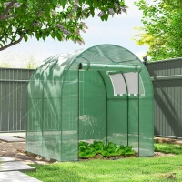 Outsunny Serra da Giardino a Tunnel con Porte e Finestre Avvolgibili in PE Verde, 180x180x200cm(m-10)