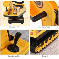 HOMCOM Escavatore Ruspa Giocattolo Cavalcabile per Bambini max. 30 kg con Schienale, Braccio Mobile e Vano Contenitore, 78x24x58.5cm(m-7)