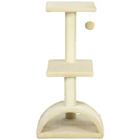 PawHut 72cm Cat Tree with Scratching Post, Pad for Indoor Cats - Cream White(m-13)
