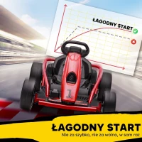 HOMCOM 24 V elektryczny gokart dla dzieci do 13 km/h z funkcją driftu, 2 silniki, dla 8–12 lat, czerwony(m-7)