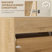 HOMCOM Meuble à chaussures 9 paires, armoire à chaussures étroite, 3 tiroirs rabattables portes miroirs, 65x17x114,5cm naturel(m-7)