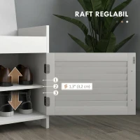 HOMCOM Bancă pentru pantofi cu raft interior reglabil pe 3 niveluri, din MDF și material textil cu aspect de in, 90x36x50 cm, alb și gri(m-6)