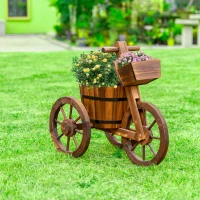 Outsunny Porte Plante Tricycle - étagère de Pots de Fleurs - jardinière dim. 52L x 31l x 45H cm - Bois de Sapin(m-9)