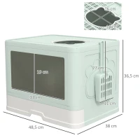 PawHut Lettiera per Gatti Chiusa con Coperchio e Doppia Entrata, Cassetto Estraibile, Paletta e Spazzola, Verde(m-3)