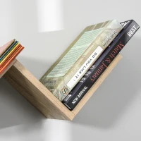 HOMCOM Etagères murale flottante - design contemporain en V - kit fixation inclus - panneaux particules chêne clair(m-8)