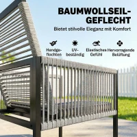 Outsunny Gartenmöbel Set Sitzgruppe 5-teilig Glastisch mit 4 Atmungsaktiven Stühlen klappbar Rückenlehne Seilflecht(m-5)