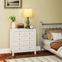 HOMCOM Elegant Chest of Five Drawers - White(m-2)