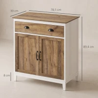 HOMCOM Aparador para Sala de Estar com Gaveta 2 Portas e Prateleira Ajustável 78,5x39x89,4 cm Marrom e Branco(m-3)