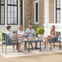 Outsunny 4 Piece Wooden Garden Furniture Set, Outdoor Garden Sofa Set with 2 Armchairs, Loveseat and Coffee Table, Grey(m-10)