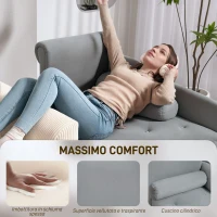 HOMCOM Chaise Longue con Rivestimento Trapuntato Effetto Velluto Grigio, in Legno Massello e Spugna, 146x61x82.5 cm(m-3)