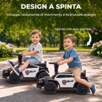 AIYAPLAY Macchina Cavalcabile per Bambini 18-36 Mesi a Spinta Manuale a Tema Polizia con Musica, Vano Sottosedile, Nero(m-5)