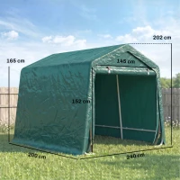 Outsunny 8 x 6.5 ft Outdoor Garden Storage Shed, Waterproof Bike Tent with Double Roll-up Zipper Door for Garden Tools, Green(m-3)