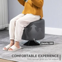 HOMCOM 360° Swivel Foot Stool Round PU Ottoman with Thick Sponge Padding and Solid Steel Base, Grey(m-7)
