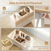 Ilha de Cozinha com Rodas HOMCOM e Tampo Extensível, 2 Gavetas, 3 Armários, Compartimentos na Porta e Toalheiro, Branco(m-4)