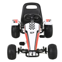 HOMCOM Go-Kart a Pedali Bianco per Bambini 3-6 Anni con Sedile Regolabile, Ruote in Plastica, Freno a Mano e Cambio(m-4)