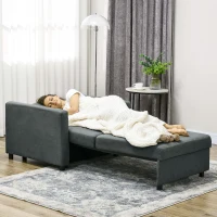 HOMCOM Poltrona Letto in Tessuto Effetto Velluto Grigio con 2 Cuscini e Spazio Contenitore, 100x98x88 cm(m-10)