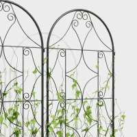 Outsunny Support pour plantes grimpantes avec motif lot de 2 treillis de jardin pour vigne fleurs légumes métal 50 x 180 cm noir(m-8)