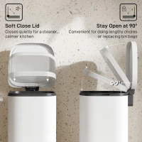 HOMCOM 30L Kitchen Bin, Compact Pedal Bin with Soft-Close and Stay-Open Lid, Removable Bucket for Kitchen, Home, Office, Cream(m-5)