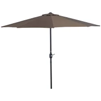 Outsunny Demi-parasol 2,7 x 1,4 m parasol de balcon ouverture fermeture manivelle, 5 entretoises métal, polyester 180 g/m², café(m-1)