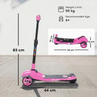 AIYAPLAY Three-Wheel Foldable Electric Scooter for Kids Aged 6-10 Years, Pink(m-3)