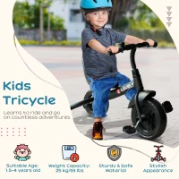 HOMCOM Baby Trike, Toddler Tricycle with Adjustable Seat, Children Ride on Toys 3 Wheels Bike with Bell for Kids 1.5-4 Years, Black(m-4)