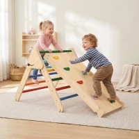 AIYAPLAY Triângulo de Escalada de Madeira 2 em 1 Escalada para Crianças de 18-48 Meses com Rampa para Deslizar ou Escalar 147x64,5x63 cm Multicor(m-2)