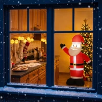 Outsunny Pai Natal Insuflável de Natal 150 cm com Acabamento Aveludado e Saco de Arrumação, Decoração de Exterior(m-5)