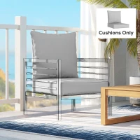 Outsunny Outdoor Seat and Back Cushion Set, 63L x 55W x 15Dcm Patio Deep Seating Chair Fade Resistant Replacement Cushion, Light Grey(m-2)